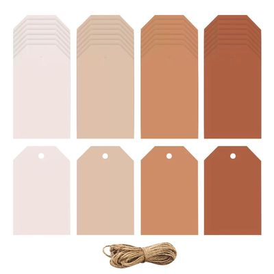 100 Pcs Paper Gift Tags with String Wedding Gift Wrapping Labels Holiday Hang Tag Writable Present Name Tags Blank Labeling Tag Baby Shower Hanging Labels for Party Favors Brown