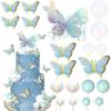 23 Pack Butterfly Cake Toppers Golden Pink Ball Boho Happy Birthday Cake Picks Butterfly Women Wedding Baby Shower Boho Cupcake Decorations Party Supplies Blue view 1