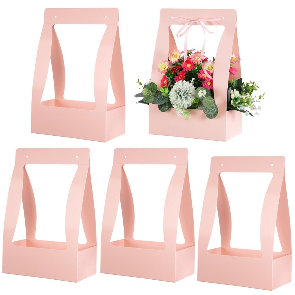 PACKOVE 5pcs Portable Party Flower Box Bouquet Paper Wrap Flower Arrangement Holder Handheld Box Paper Arrangement