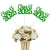 12 Pack Class of 2025 Graduation Centerpiece Sticks Glitter Class of 2025 Cake Toppers Diploma Grad Cap Table Centerpiece Sticks for School Graduation Theme Party Green view 1