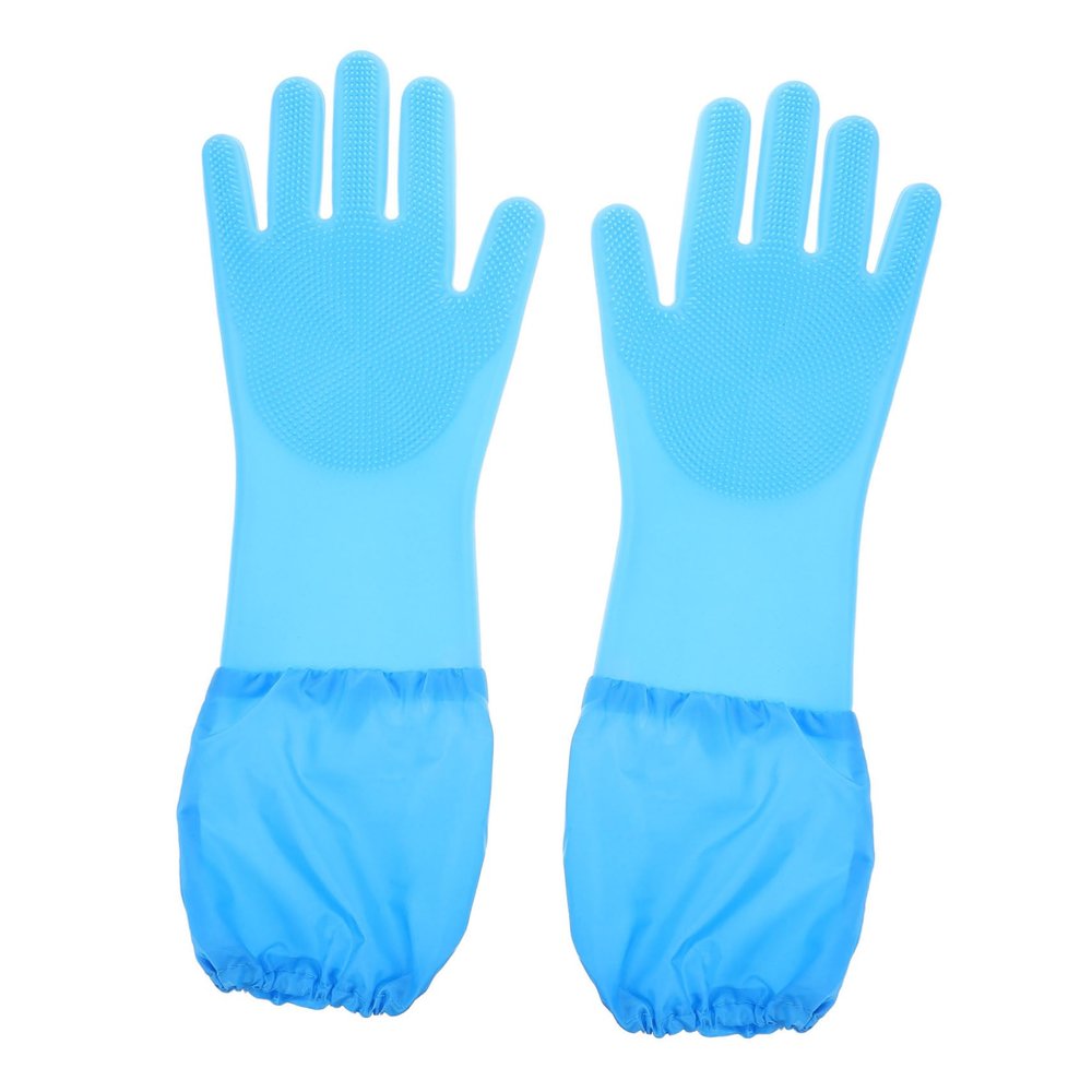 Cabilock Extended Arm Protection Dish Washing Gloves for Household Pet Grooming Soft Silicone