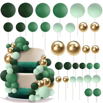 30 Pack Balls Cake Topper Mini Balloon Cake Topper Macaron Green Balls Cake Decorations Mix Size Faux Balls DIY Cake Insert Decorations for Baby Shower Wedding Bridal Shower Birthday Party Decorations