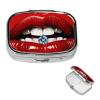Red Lips with Diamond Pill Box 2 Compartment Square Portable Pill Case for Pocket or Purse Pill Holder Weekly Pill Organizer Decorative Metal Medicine Vitamin Organizer Travel Gift view 1