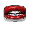 Red Lips with Diamond Pill Box 2 Compartment Square Portable Pill Case for Pocket or Purse Pill Holder Weekly Pill Organizer Decorative Metal Medicine Vitamin Organizer Travel Gift view 2