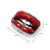 Red Lips with Diamond Pill Box 2 Compartment Square Portable Pill Case for Pocket or Purse Pill Holder Weekly Pill Organizer Decorative Metal Medicine Vitamin Organizer Travel Gift view 4