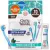 GuruNanda Mini Disposable Toothbrushes with Toothpaste & Toothpick, Prepasted Ready-to-Go Travel Toothbrush with Butter on Gums Bristles - Fluoride Free, No Rinsing, Individually Wrapped, 70 Ct view 1