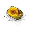Sunflower Butterfly Sunny Pill Box 2 Compartment Square Portable Pill Case for Pocket or Purse Pill Holder Weekly Pill Organizer Decorative Metal Medicine Vitamin Organizer Travel Gift view 4