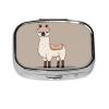 No Drama Llama Pill Box 2 Compartment Square Portable Pill Case for Pocket or Purse Pill Holder Weekly Pill Organizer Decorative Metal Medicine Vitamin Organizer Travel Gift view 2