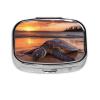 Sea Turtle Sunset Pill Box 2 Compartment Square Portable Pill Case for Pocket or Purse Pill Holder Weekly Pill Organizer Decorative Metal Medicine Vitamin Organizer Travel Gift view 2