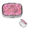 Pink Leaves Camo Pill Box 2 Compartment Square Portable Pill Case for Pocket or Purse Pill Holder Weekly Pill Organizer Decorative Metal Medicine Vitamin Organizer Travel Gift view 1