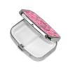 Pink Leaves Camo Pill Box 2 Compartment Square Portable Pill Case for Pocket or Purse Pill Holder Weekly Pill Organizer Decorative Metal Medicine Vitamin Organizer Travel Gift view 3