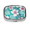 Tropical Hibiscus Flowers Pill Box 2 Compartment Square Portable Pill Case for Pocket or Purse Pill Holder Weekly Pill Organizer Decorative Metal Medicine Vitamin Organizer Travel Gift view 2