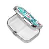 Tropical Hibiscus Flowers Pill Box 2 Compartment Square Portable Pill Case for Pocket or Purse Pill Holder Weekly Pill Organizer Decorative Metal Medicine Vitamin Organizer Travel Gift view 3