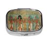 Women in Ancient Egypt Pill Box 2 Compartment Square Portable Pill Case for Pocket or Purse Pill Holder Weekly Pill Organizer Decorative Metal Medicine Vitamin Organizer Travel Gift view 2
