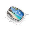 Tropical Beach Pill Box 2 Compartment Square Portable Pill Case for Pocket or Purse Pill Holder Weekly Pill Organizer Decorative Metal Medicine Vitamin Organizer Travel Gift view 4