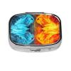 Fire vs ice Art Pill Box 2 Compartment Square Portable Pill Case for Pocket or Purse Pill Holder Weekly Pill Organizer Decorative Metal Medicine Vitamin Organizer Travel Gift view 2