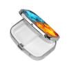 Fire vs ice Art Pill Box 2 Compartment Square Portable Pill Case for Pocket or Purse Pill Holder Weekly Pill Organizer Decorative Metal Medicine Vitamin Organizer Travel Gift view 3