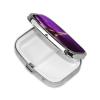 Purple Eiffel Tower Pill Box 2 Compartment Square Portable Pill Case for Pocket or Purse Pill Holder Weekly Pill Organizer Decorative Metal Medicine Vitamin Organizer Travel Gift view 3
