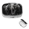 3D Gray Elephant Pill Box 2 Compartment Square Portable Pill Case for Pocket or Purse Pill Holder Weekly Pill Organizer Decorative Metal Medicine Vitamin Organizer Travel Gift view 1