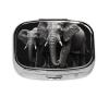 3D Gray Elephant Pill Box 2 Compartment Square Portable Pill Case for Pocket or Purse Pill Holder Weekly Pill Organizer Decorative Metal Medicine Vitamin Organizer Travel Gift view 2