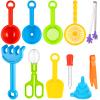 11 Pieces Sensory Bin Filler, Fine Motor Skills Handy Toys Set with 5 Scoops, Tweezers, Mini Silicone Tong, Scissors Clip, Dropper, Beach Shovels, Funnel, Sensory Bin Accessories Tools view 1