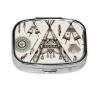 Feather Head Band Teepee Tent Pill Box 2 Compartment Square Portable Pill Case for Pocket or Purse Pill Holder Weekly Pill Organizer Decorative Metal Medicine Vitamin Organizer Travel Gift view 2