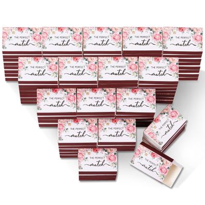100 Pcs Floral Blank Match Box Container 2.24 x 1.42 x 0.59 Inches Match Storage Boxes Flower Vintage Tea Party Baby Shower Bridal Shower Party Favors for Wedding Guests Decorative (No Matches)(100)
