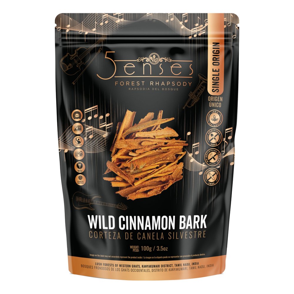 5Senses Wild Cinnamon Bark | Canela | Forest Rhapsody | Single Origin, Non-GMO, Fairtrade, Ethically Sourced Spices, Culinary Spice, Gourmet Spice (3.5oz/100g)
