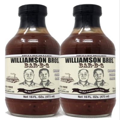 2 Pack of Williamson Bros Barbeuce Sauce or Seasoning Rub Spice (16oz, Roasted Garlic Sauce)