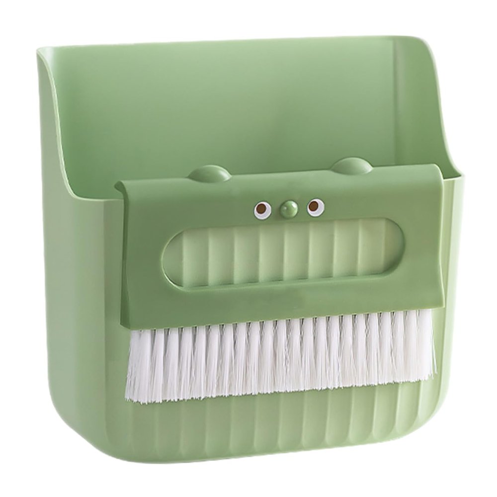 OUNONA 1set Mini Broom and Dustpan Cleaning Compact Dustpan Soft Brush for Keyboard Car Interior Pet Green
