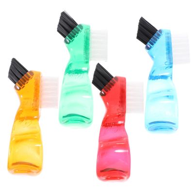 Healeved 4pcs Mini Denture Brush Portable Double-Head Cleaning Toothbrush for Adults Denture Cleaning Spoolies for Home Oral Care