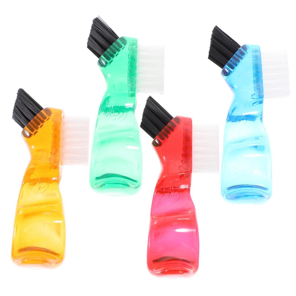 Healeved 4pcs Mini Denture Brush Portable Double-Head Cleaning Toothbrush for Adults Denture Cleaning Spoolies for Home Oral Care