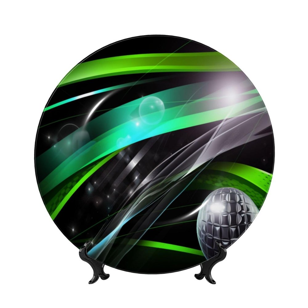 three-dimensional line Decorative Plates - Bone China Plates With Display Stand And Hook Up - Wall Hanging & Table Decoration