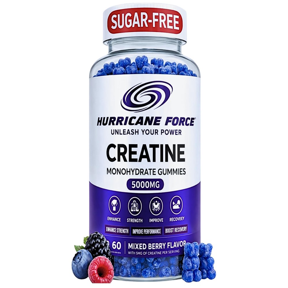 Chewable Creatine Monohydrate Gummies 5000mg Sugar-Free Creatine Chews, No Powder, No Shaker, No Mess, No Bloat Easy On-the-Go Supplement for Strength Training & Muscle Recovery 60ct Mixed Berry