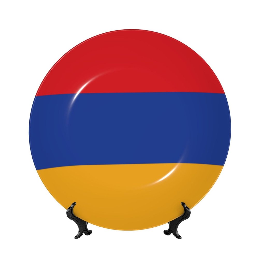 Flag of Armenia Decorative Plates - Bone China Plates With Display Stand And Hook Up - Wall Hanging & Table Decoration