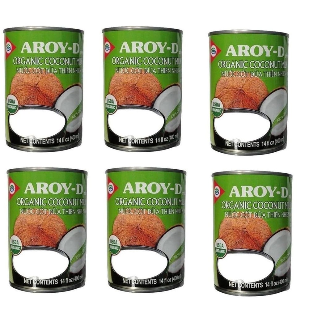 AROYD 100% Organic Coconut Milk 14oz 400ml USDA Organic (Pack 6)