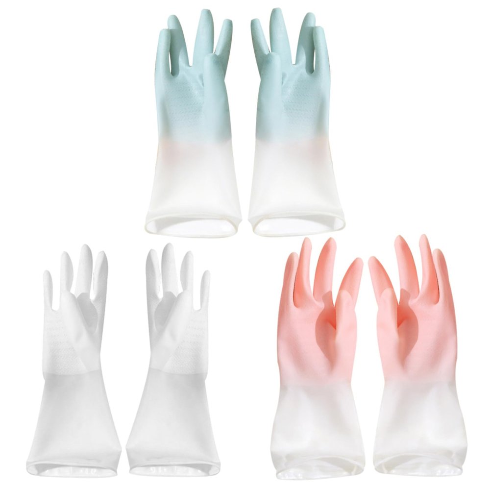 HEALLILY Rubber Dish Washing Gloves Utility Gloves Easy to Use Hand Protection for Laundry Kitchen Cleaning Random Color