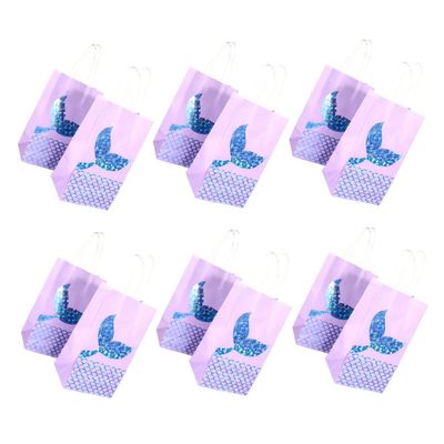 SOLUSTRE Mermaid Party Candy Bags 12 Pack Reusable Paper Mermaid Tail Bags