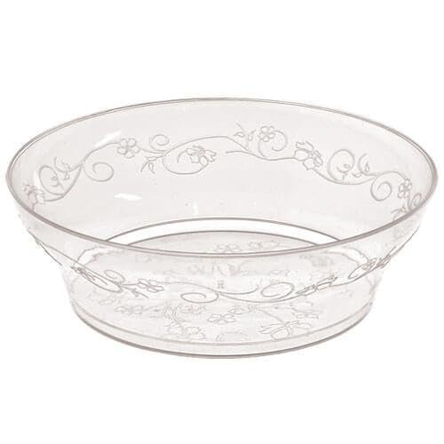 10oz Clear Round Plastic Bowl with Flowers and Vines Design Disposable Small Serving Bowls for Parties, Catering, and Events Durable Transparent Bowls for Desserts, Snacks, and Sides (40)