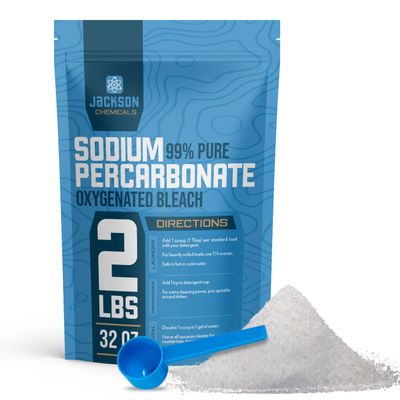 Sodium Percarbonate 2 lb Chlorine-Free Laundry Booster, Eco-Friendly Stain & Odor Remover, Multipurpose Cleaner - Oxygenated Bleach Powder
