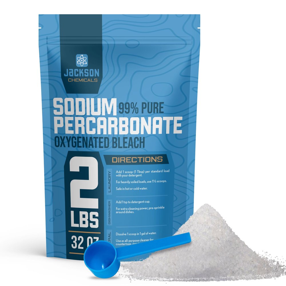 Sodium Percarbonate 2 lb Chlorine-Free Laundry Booster, Eco-Friendly Stain & Odor Remover, Multipurpose Cleaner - Oxygenated Bleach Powder