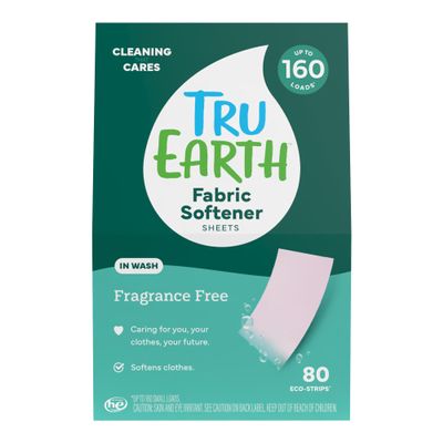 Tru Earth In Wash Fabric Softener Sheets, Unscented, 80 Strips