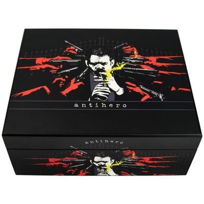 Antihero Wooden Cigar Humidor, 40 Count Capacity, Spanish Cedar Interior, Black