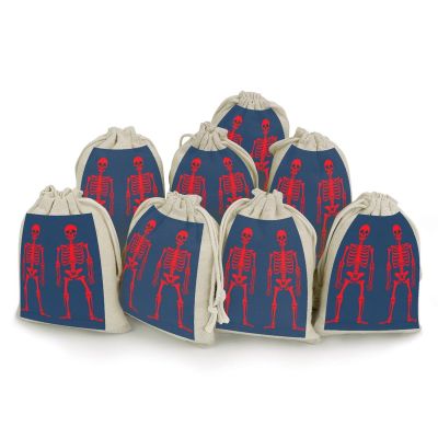 Red Skeletons Drawstrings Bags Durable Portable Cotton Linen Cloth Pouch Reusable Small Storage Bags For Wrapping Gift Small Jewelry Stones Bracelet Headphones