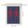 Red Skeletons Drawstrings Bags Durable Portable Cotton Linen Cloth Pouch Reusable Small Storage Bags For Wrapping Gift Small Jewelry Stones Bracelet Headphones view 2