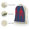 Red Skeletons Drawstrings Bags Durable Portable Cotton Linen Cloth Pouch Reusable Small Storage Bags For Wrapping Gift Small Jewelry Stones Bracelet Headphones view 3