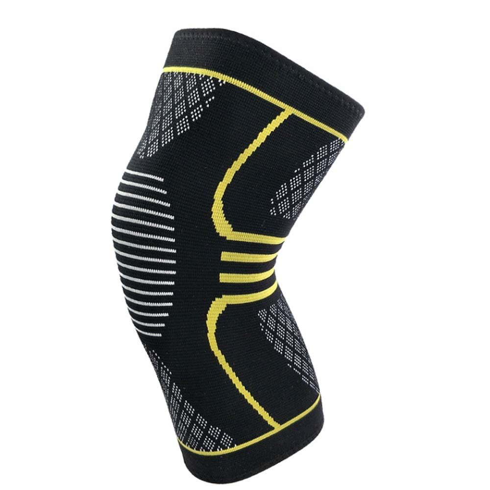 TEOYETTSF 1 Pair Knee Sleeve Support Protector Sport Kneepad Fitness Running Cycling Braces High Elastic Gym Knee Pad Warm(Black,L)