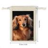 Long Haired Dachshund Drawstrings Bags Durable Portable Cotton Linen Cloth Pouch Reusable Small Storage Bags For Wrapping Gift Small Jewelry Stones Bracelet Headphones view 2