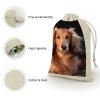 Long Haired Dachshund Drawstrings Bags Durable Portable Cotton Linen Cloth Pouch Reusable Small Storage Bags For Wrapping Gift Small Jewelry Stones Bracelet Headphones view 3