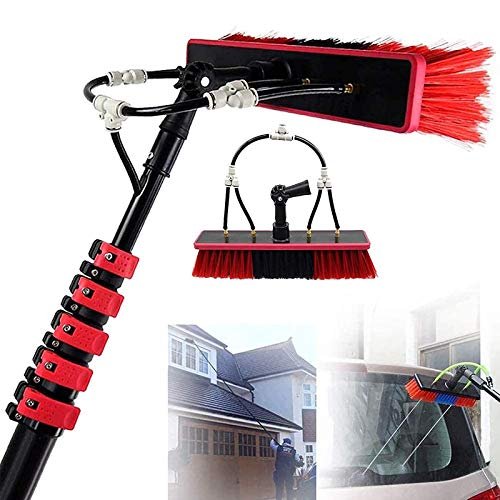 Water Fed Pole Kit, Window and Solar Cleaning Pole W/Water Fed Telescopic Brush/Brush Window and Solar Panel Cleaning System Windows Cleaning,24FT/7.2M